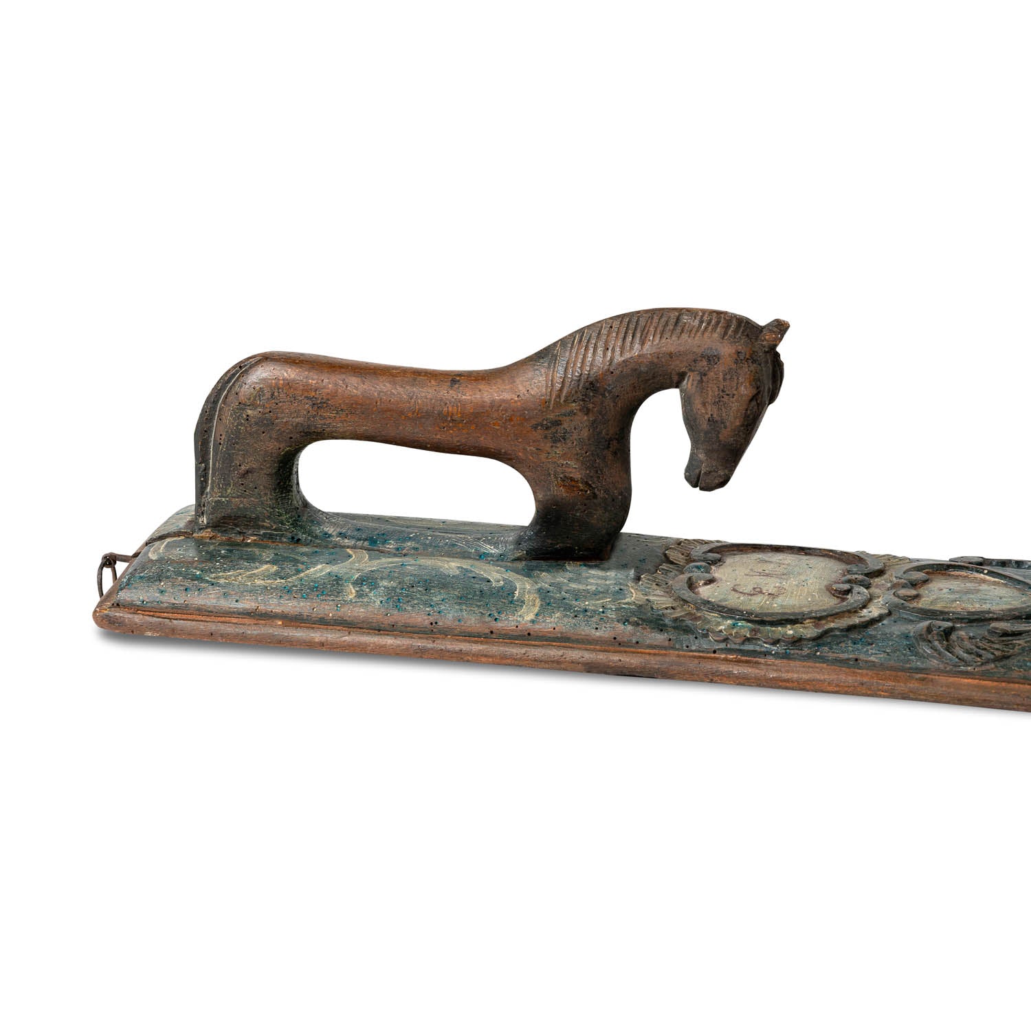 19th c Norwegian Mangle Board With Carved Horse Handle Eleish Van Breems Home