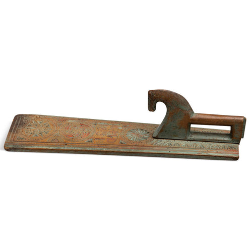 19th C. Norwegian Carved Painted Mangle Board Dated 1831