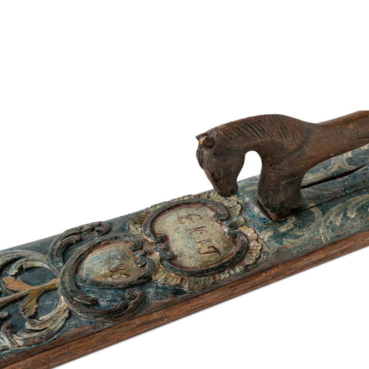 19th c Norwegian Mangle Board With Carved Horse Handle Eleish Van Breems Home