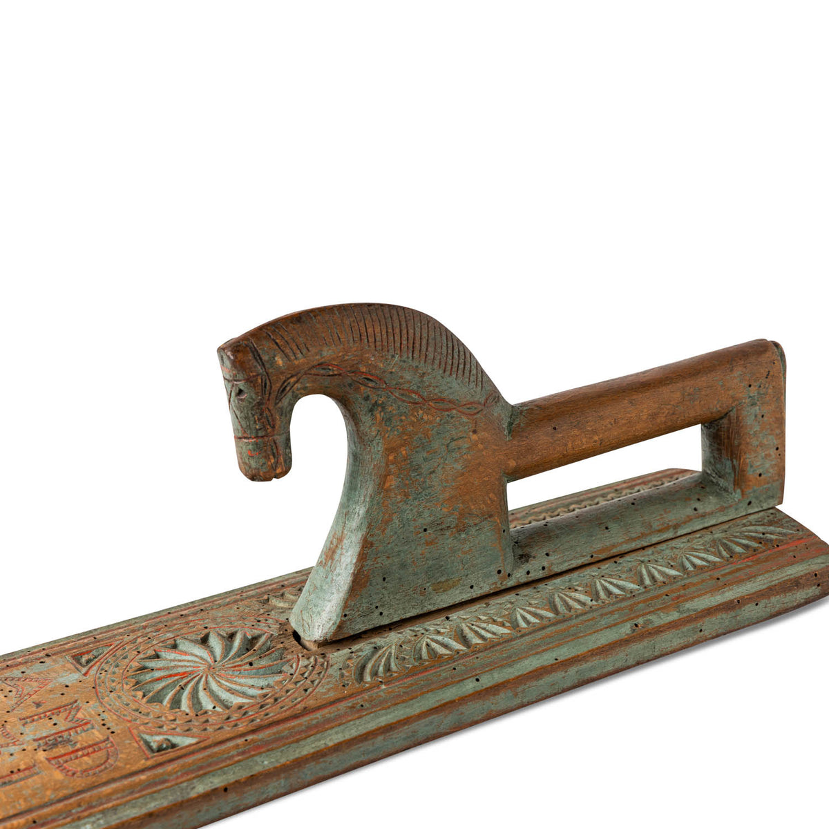 19th c. Norwegian Carved Painted Mangle Board Dated 1831 Eleish Van Breems Home