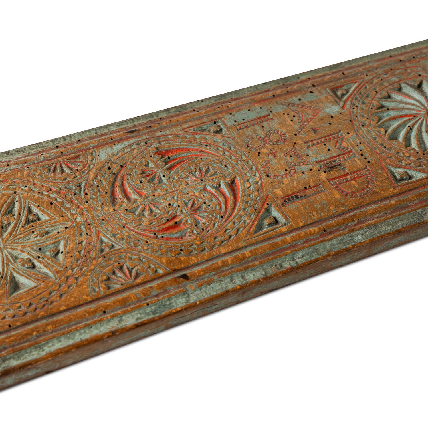 19th c. Norwegian Carved Painted Mangle Board Dated 1831 Eleish Van Breems Home