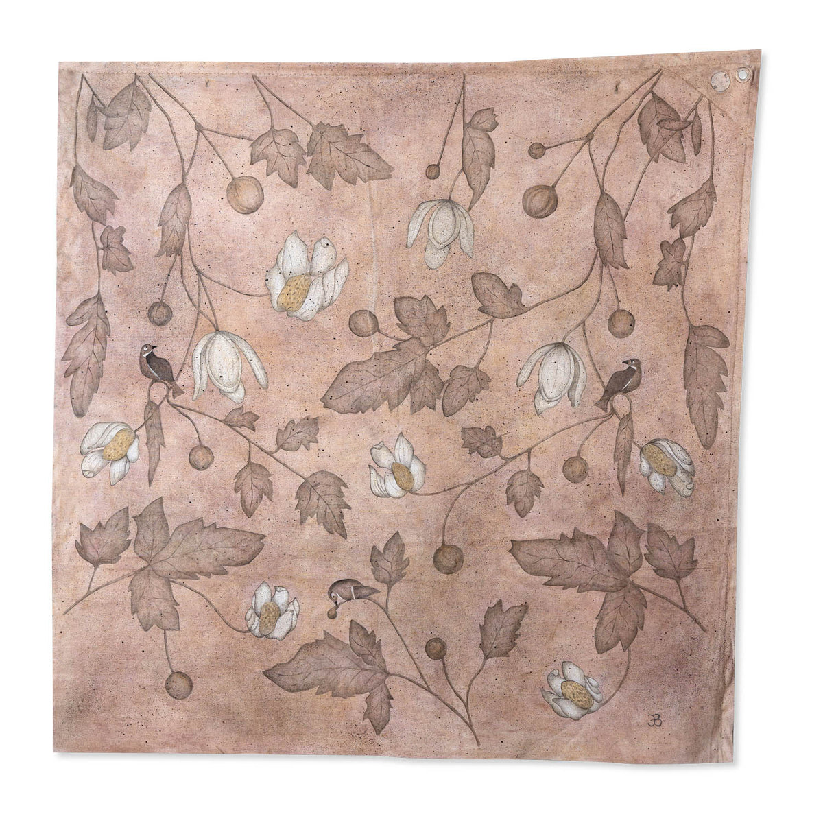 Eva Badenhorst&#39;s White Florals With Birds Painted Canvas Eleish Van Breems Home