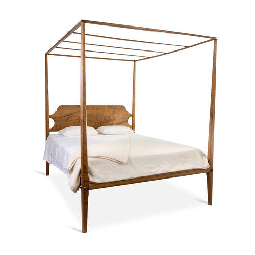 Pencil Post Queen Size Bed in Tiger Maple