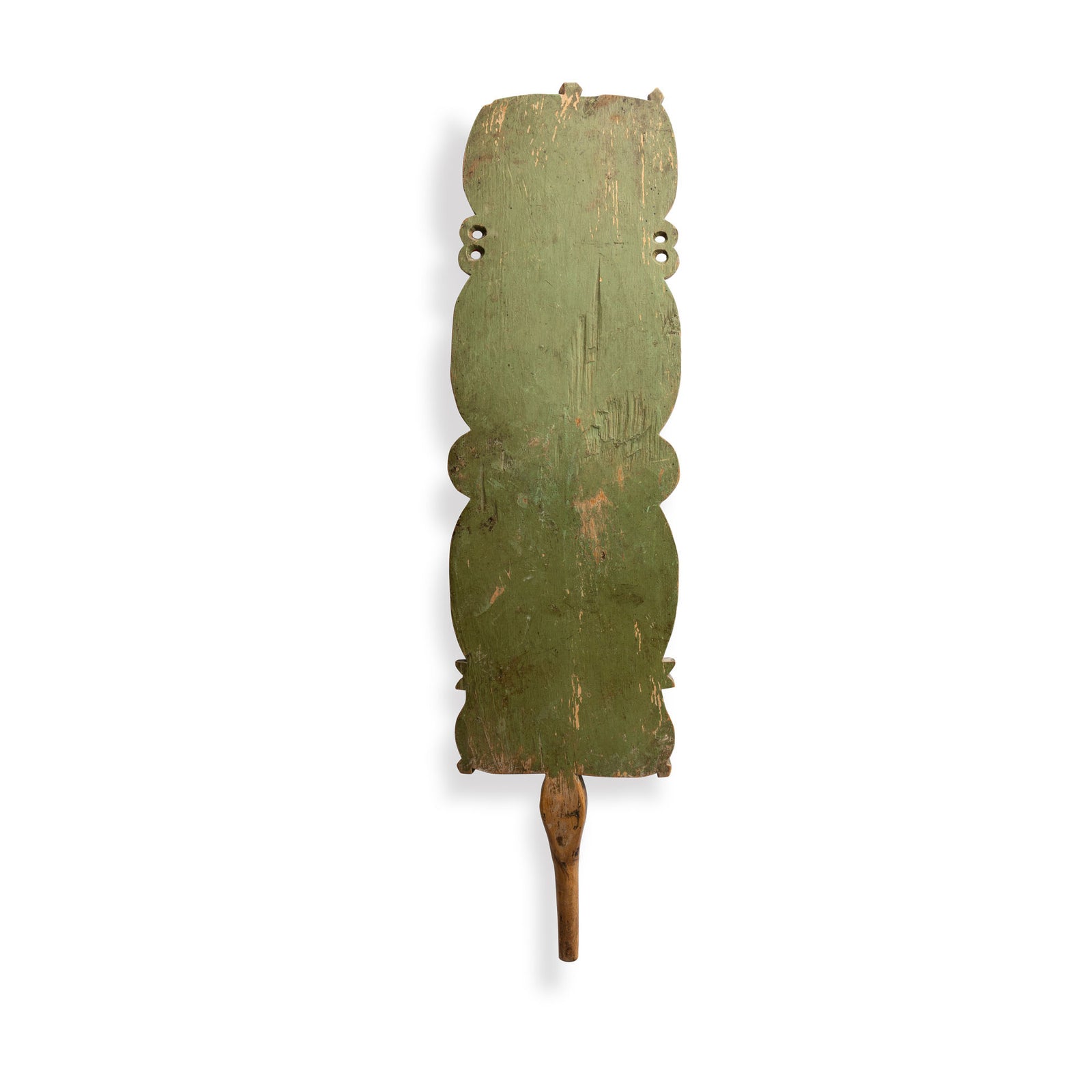 Scandinavian Carved & Painted Distaff Painted Green Eleish Van Breems Home