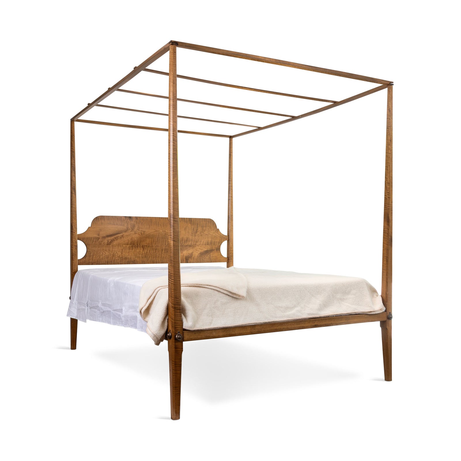 Pencil Post Queen Size Bed in Tiger Maple Eleish Van Breems Home