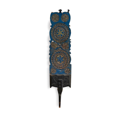 Scandinavian Carved and Painted Distaff, 19th C