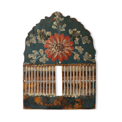 Rare 19th C. Floral Scandinavian Carved Heddle Tape Loom