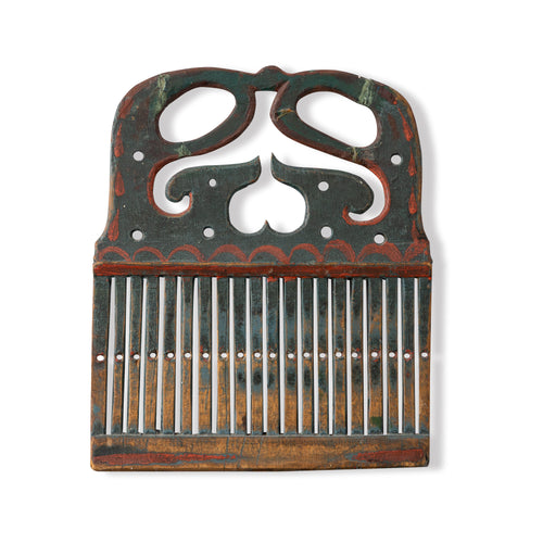 Rare 19th C. Norwegian Carved Heddle Tape Loom