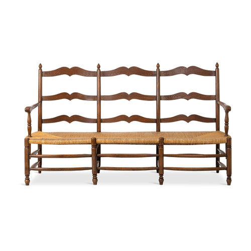 19th Century French Provincial Ladder-Back Settee