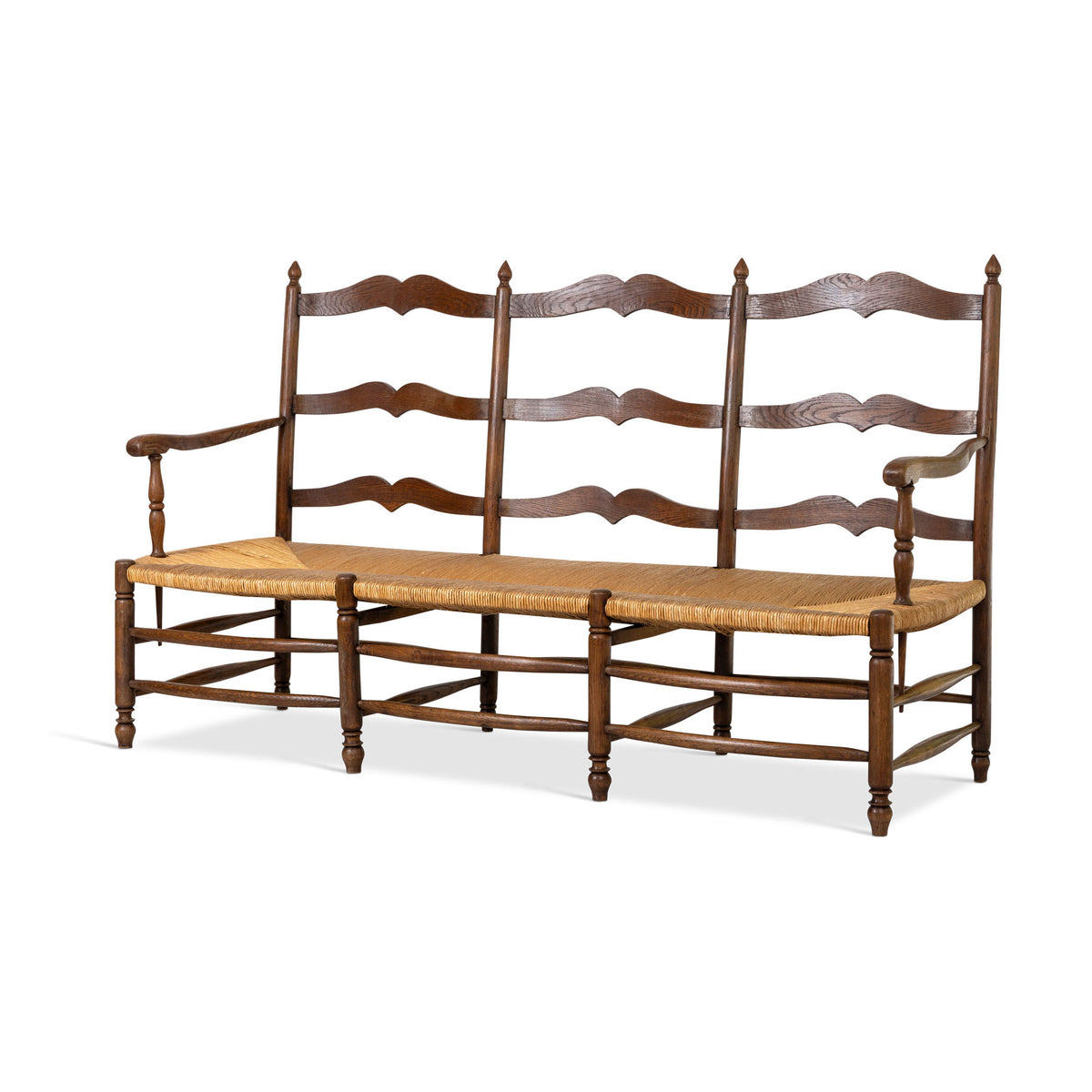 19th Century French Provincial Ladder-Back Settee Eleish Van Breems Home