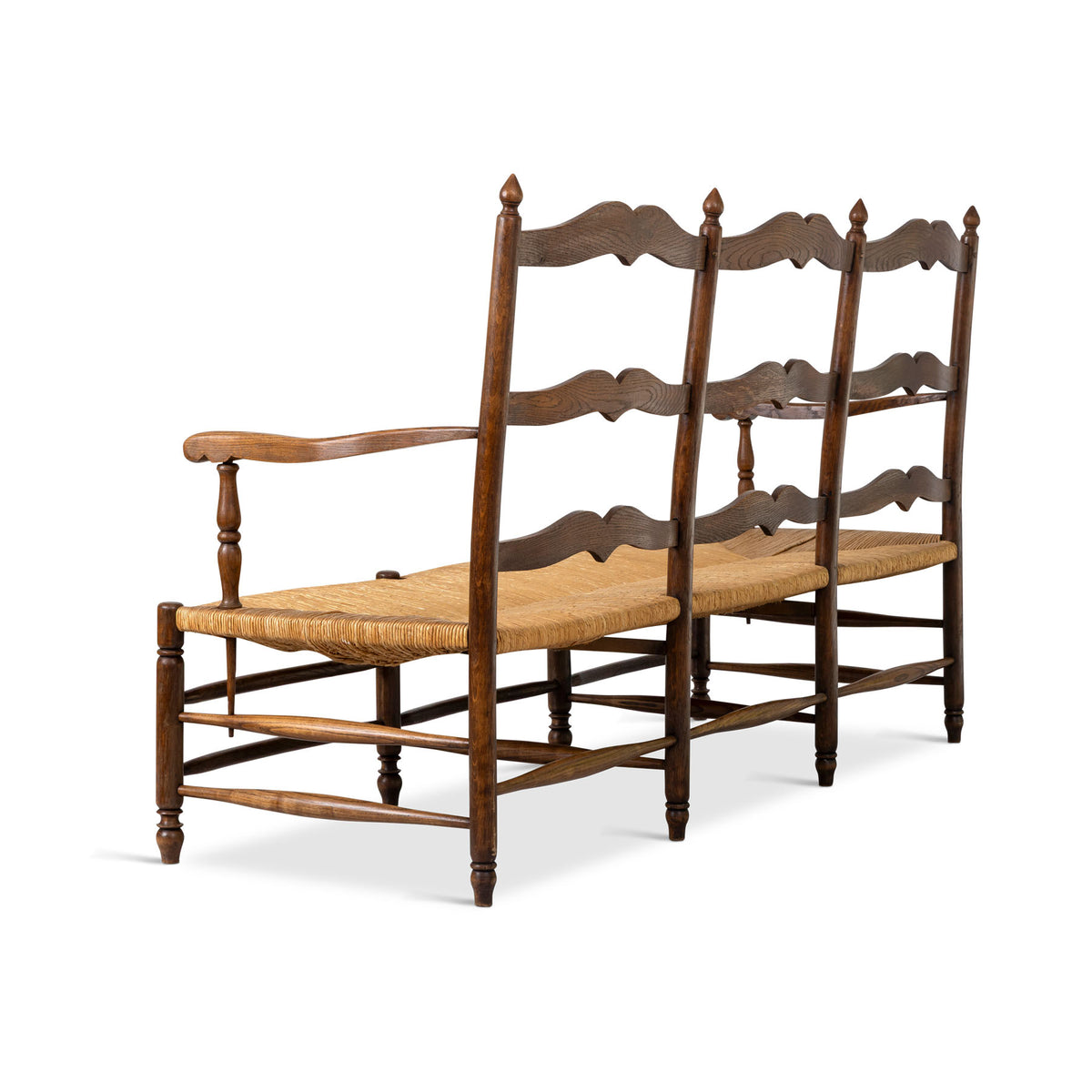 19th Century French Provincial Ladder-Back Settee Eleish Van Breems Home