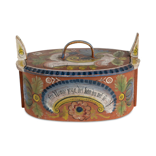 Norwegian Hand Painted Rosemaling Tine Box