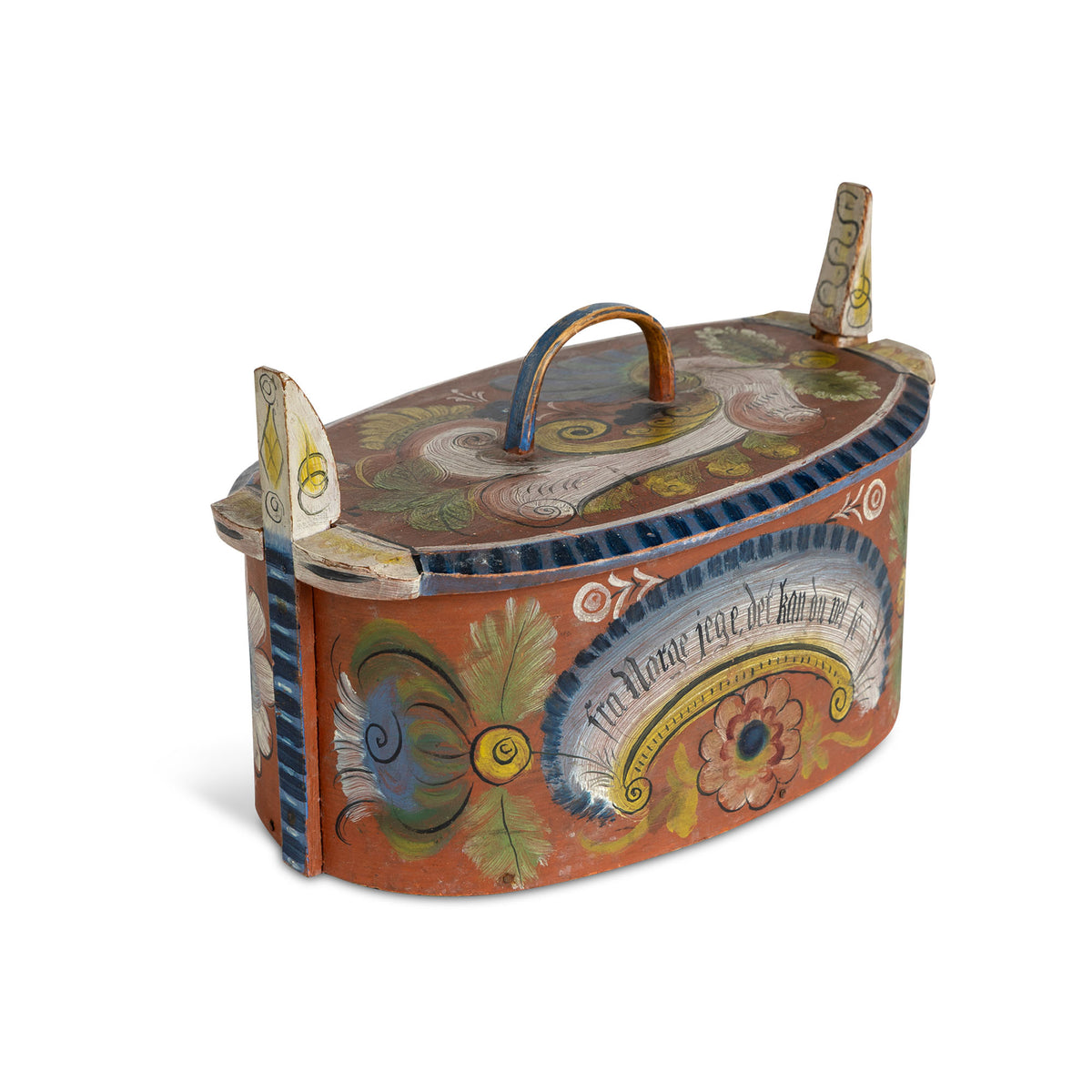 Norwegian Hand Painted Rosemaling Tine Box Eleish Van Breems Home