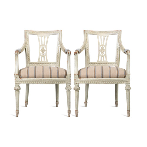 Antique Swedish Gustavian Style Pair of Armchairs