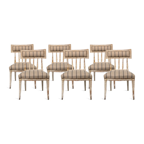 Antique Swedish Gustavian Style Curved Back Chairs Set of Six