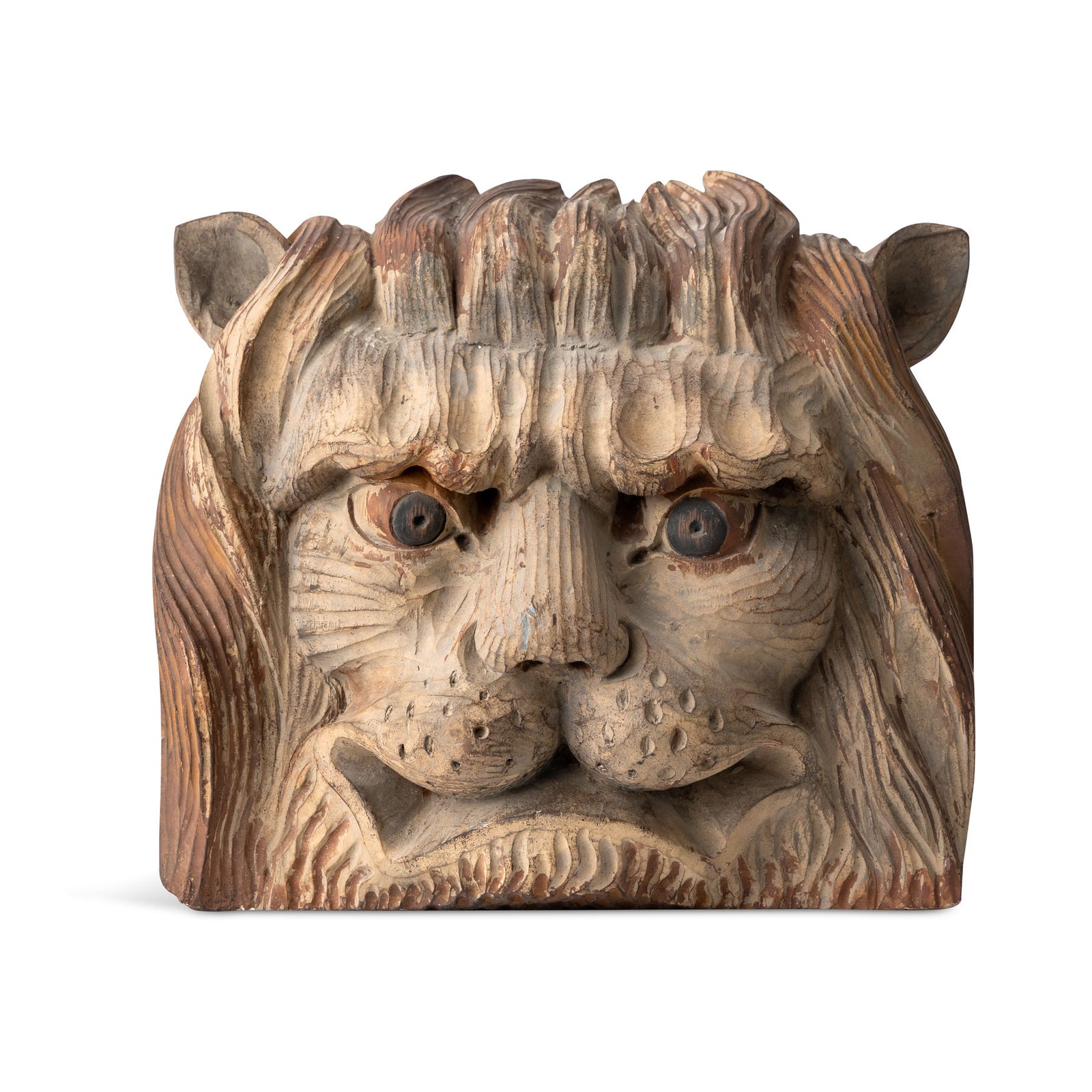 Carved Wood Lion Head Sculpture Eleish Van Breems Home