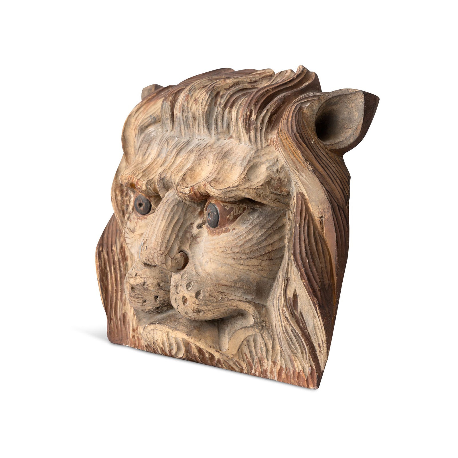 Carved Wood Lion Head Sculpture Eleish Van Breems Home