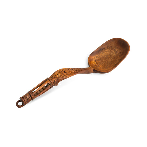 Large Norwegian Antique Carved Wood Spoon Dated 1681
