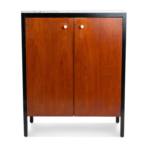 George Nelson Black Frame Teak Cabinet With Marble Top