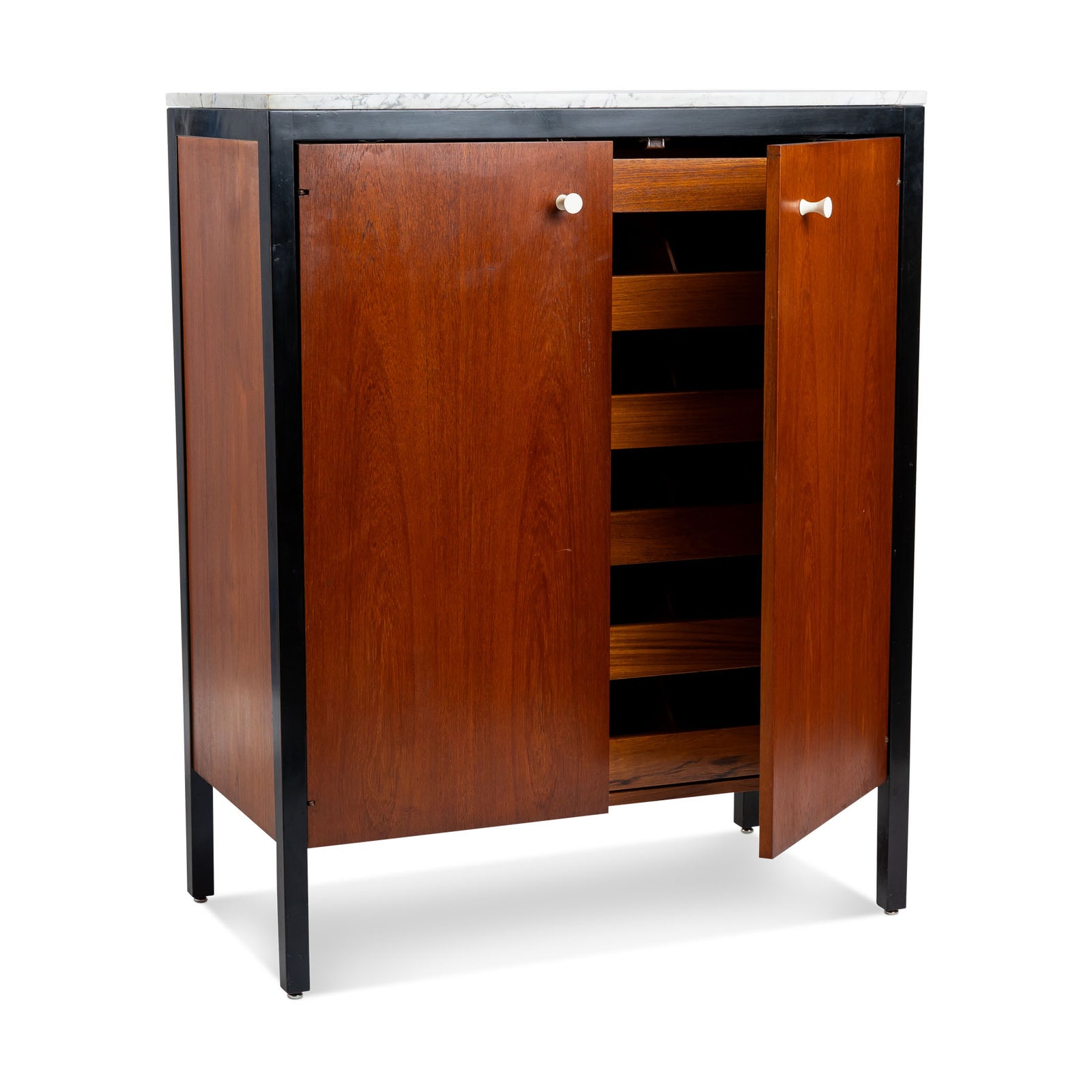 George Nelson Black Frame Teak Cabinet With Marble Top Eleish Van Breems Home