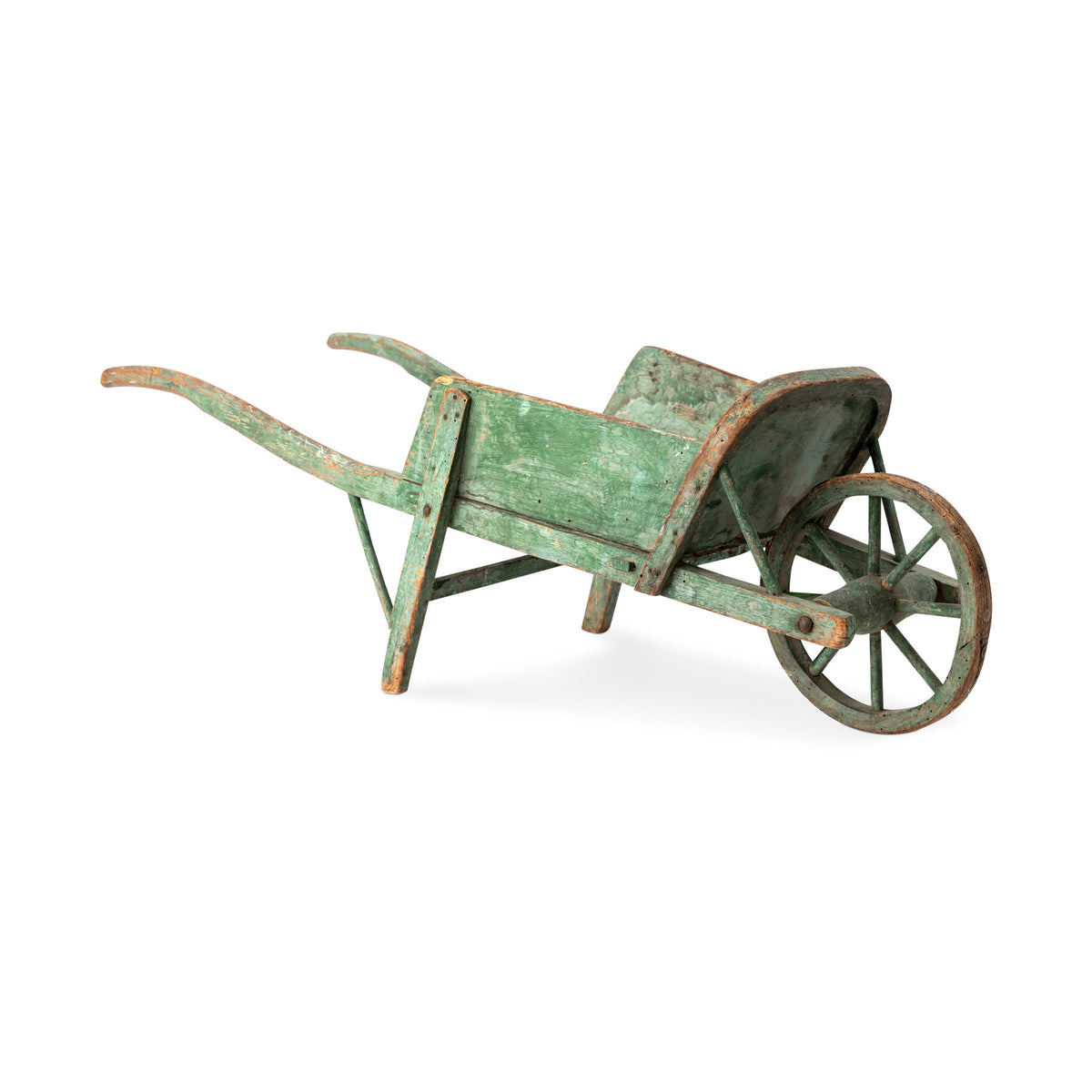 Green French Antique Wheel Barrel
