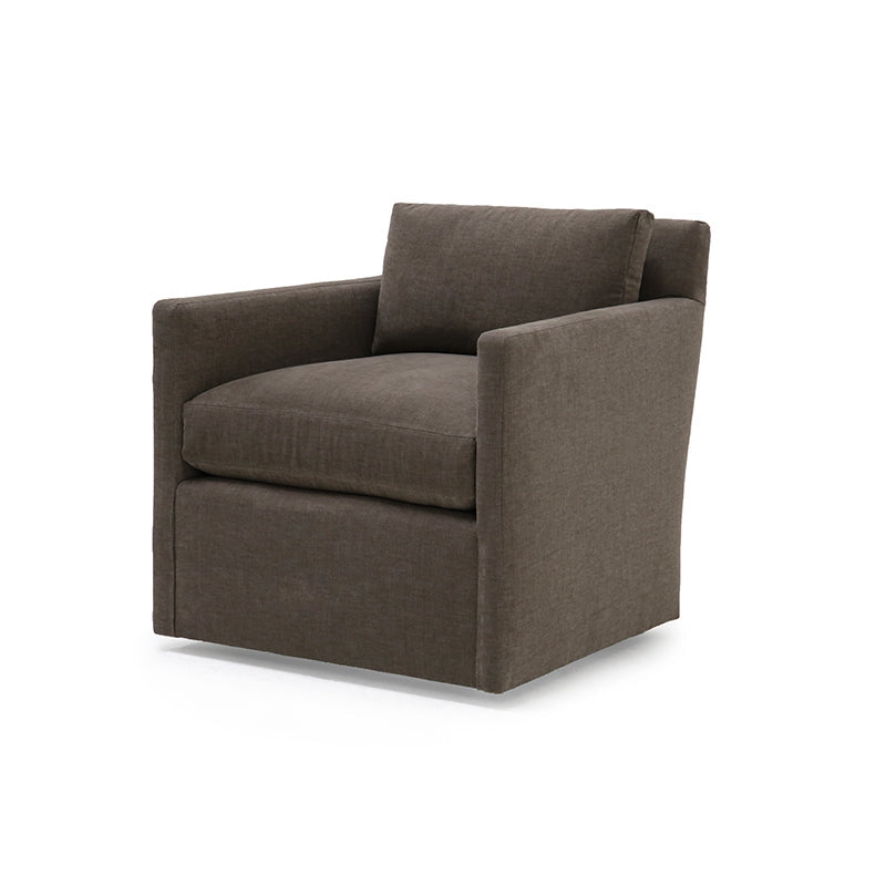 Jan Swivel Club Chair in Gauzy Linen Gunmetal