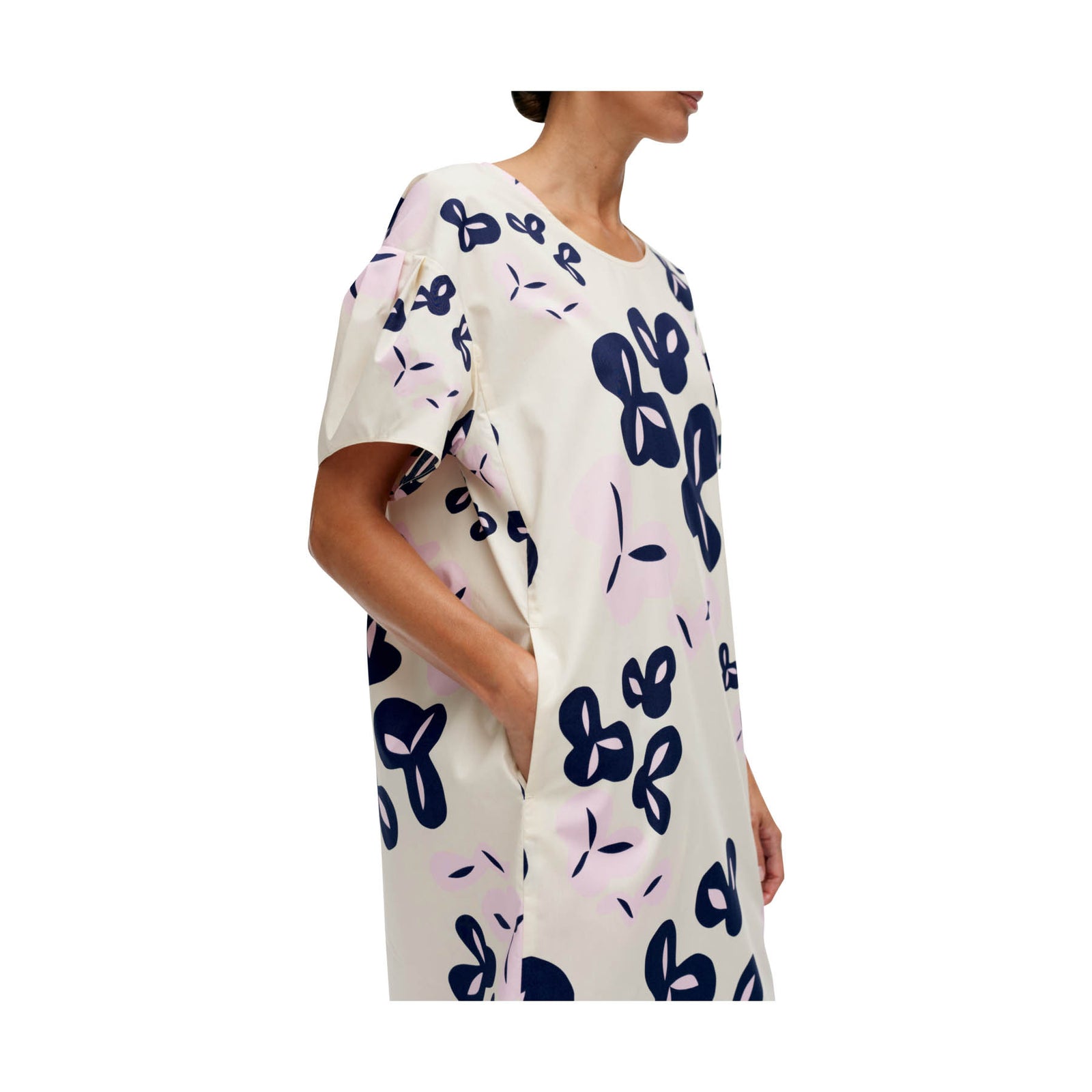 Marimekko Avomeri Poiminto Cotton Dress, Off White, Light Pink & Navy Eleish Van Breems Home