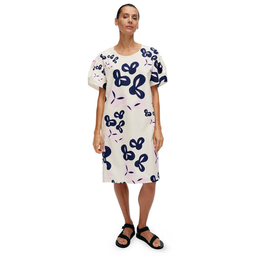 Marimekko Avomeri Poiminto Cotton Dress, Off White, Light Pink & Navy