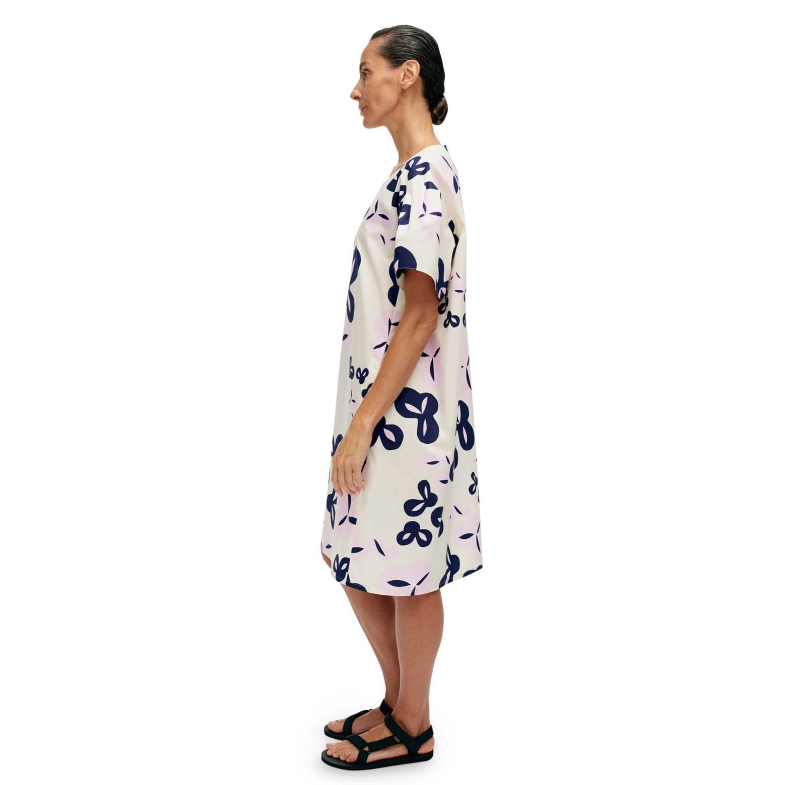 white christmas dresses Marimekko Avomeri Poiminto Cotton Dress, Off White, Light Pink & Navy