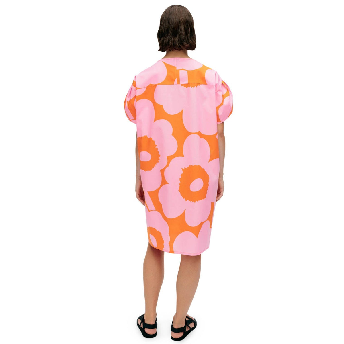Marimekko Avomeri Unikko Cotton Dress, Light Pink & Orange Eleish Van Breems Home
