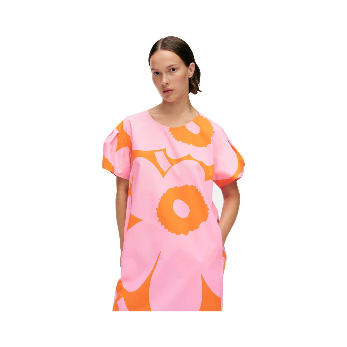 Marimekko Avomeri Unikko Cotton Dress, Light Pink & Orange Eleish Van Breems Home
