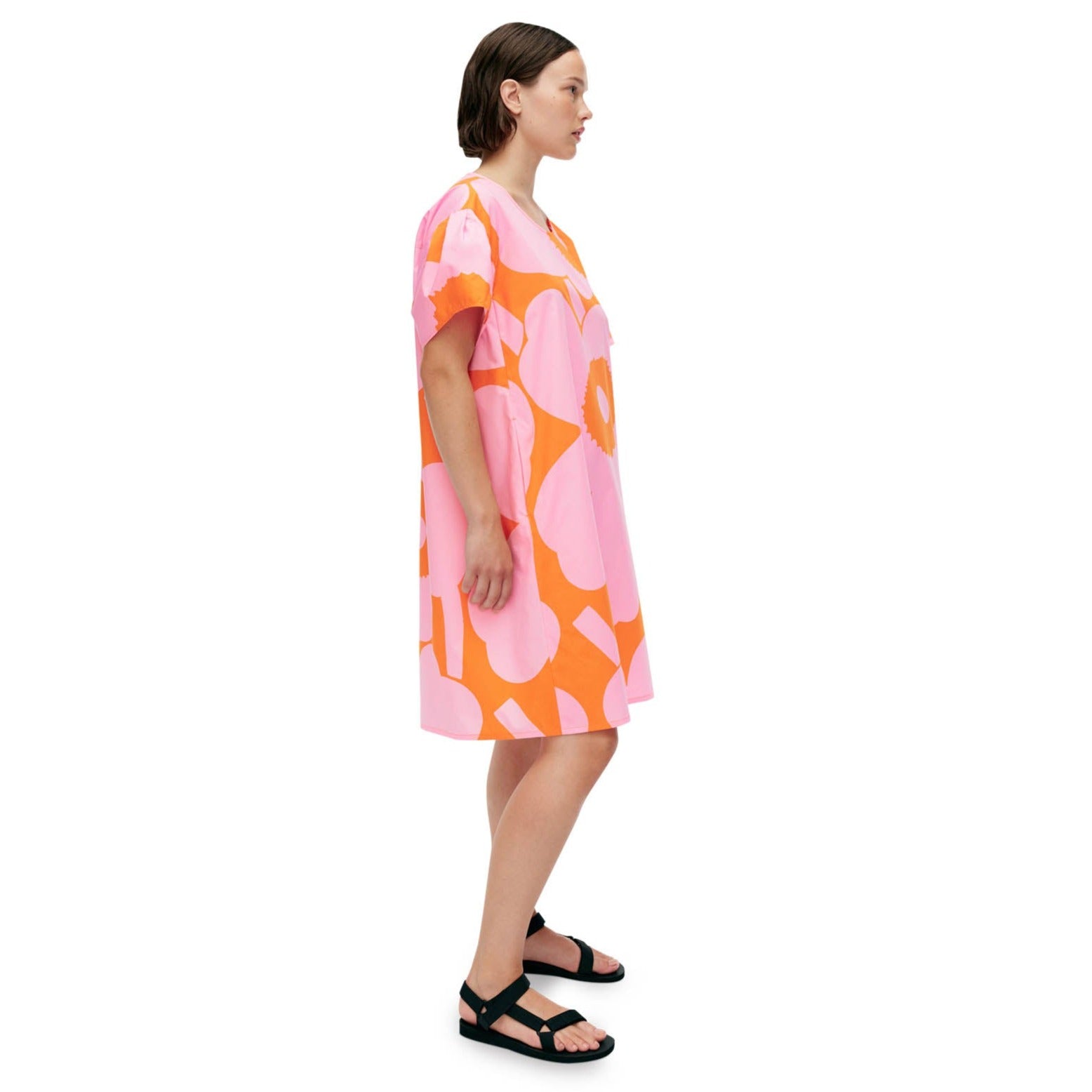 Marimekko Avomeri Unikko Cotton Dress, Light Pink & Orange Eleish Van Breems Home