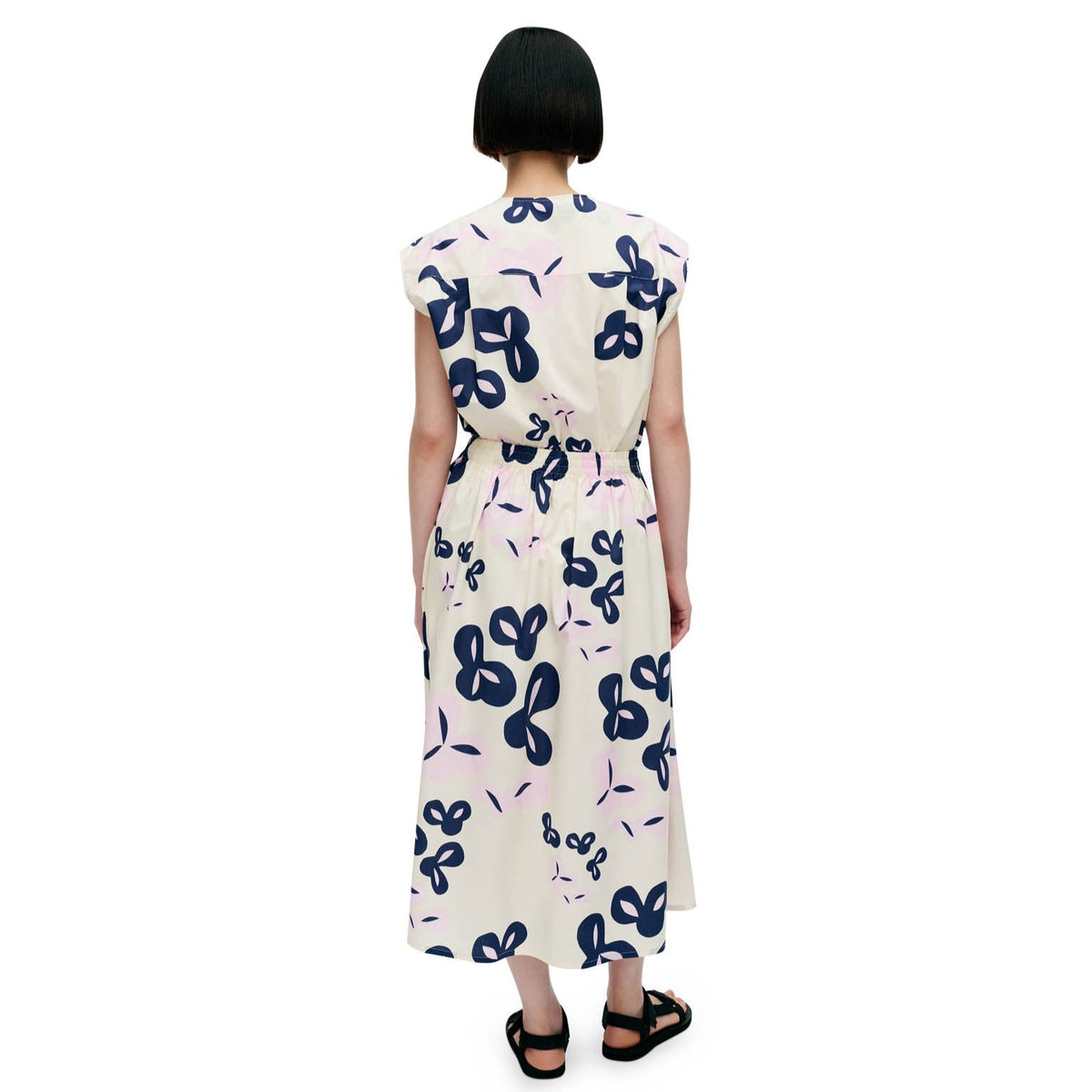 Marimekko Garrel Poiminto Cotton Skirt, Off White, Light Pink & Dark Navy Eleish Van Breems Home