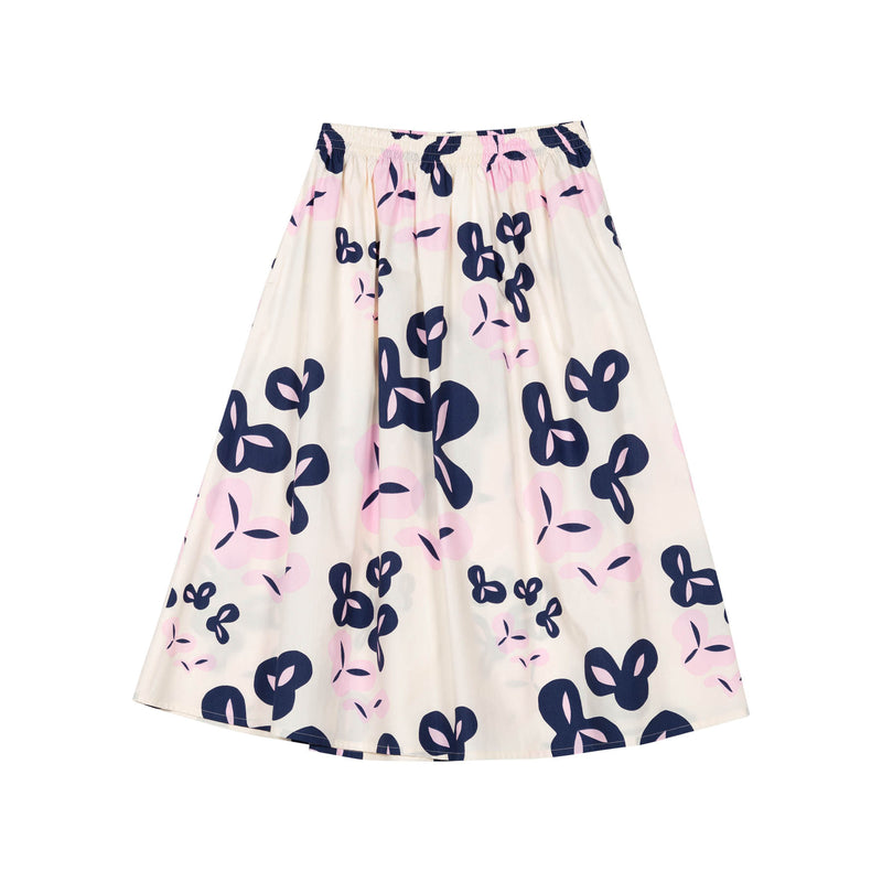 Marimekko Garrel Poiminto Cotton Skirt, Off White, Light Pink & Dark Navy