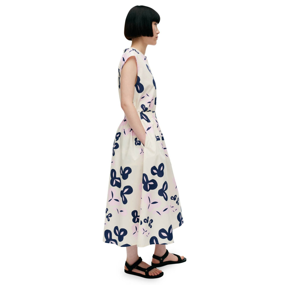 Marimekko Garrel Poiminto Cotton Skirt, Off White, Light Pink & Dark Navy Eleish Van Breems Home