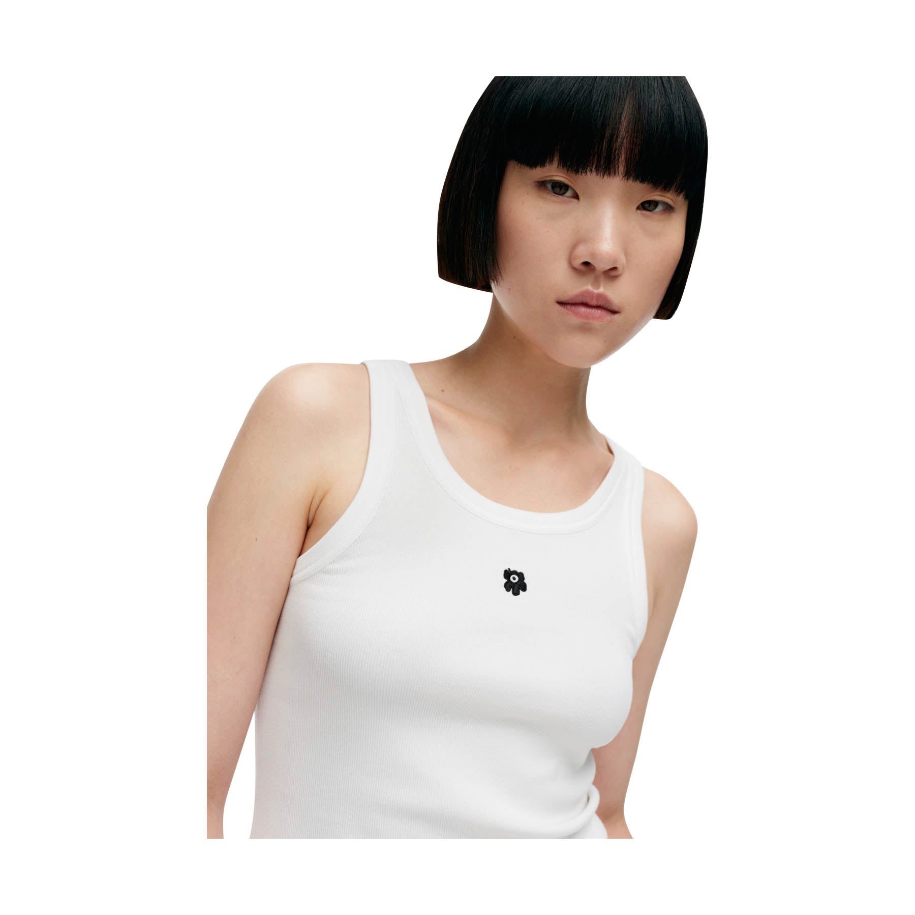 アメリカ通販ファッション Top, Tank Unikko Kedol Marimekko White Flower Black With トップス