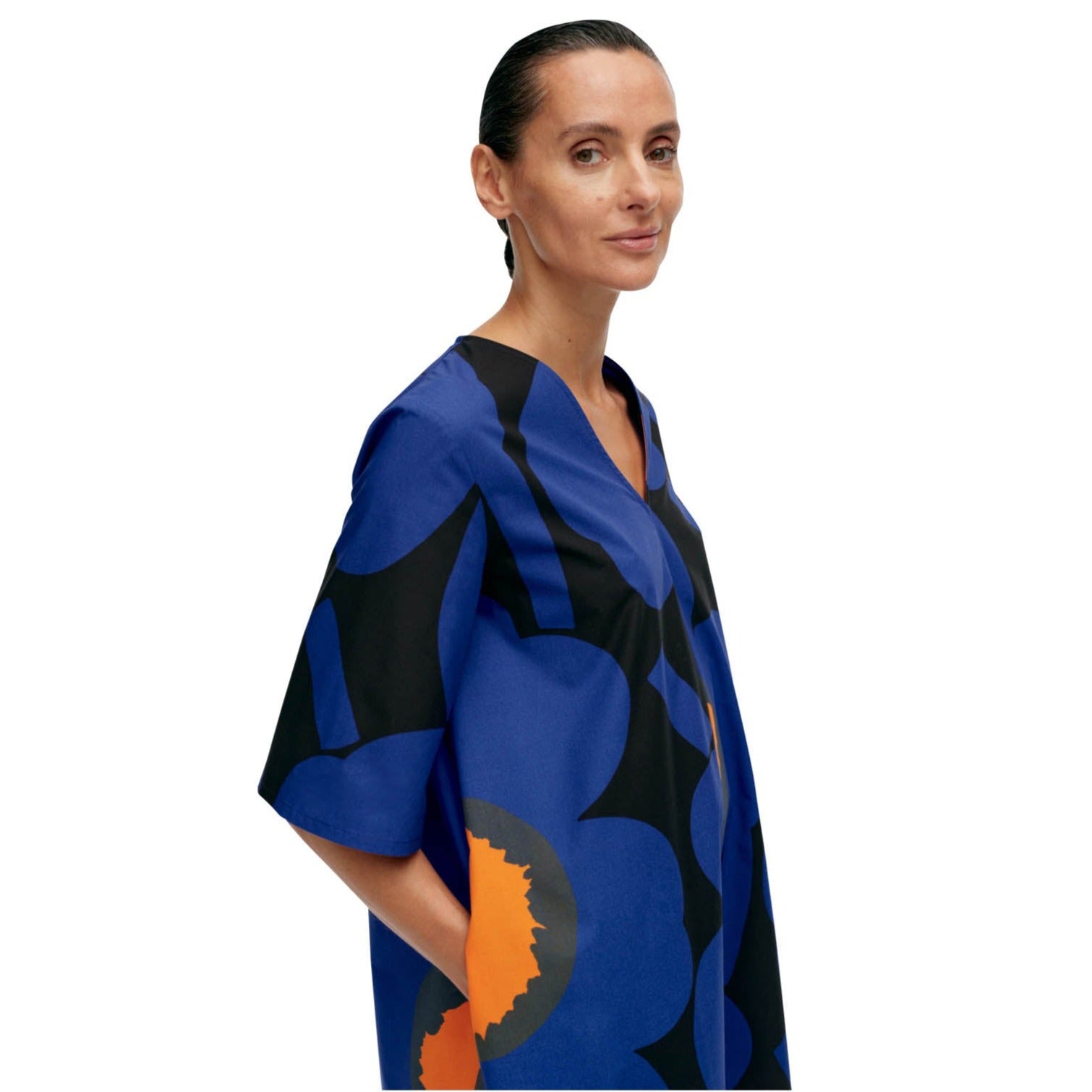 Marimekko Kellotus Unikko Dress, Blue & Black Floral - Eleish Van