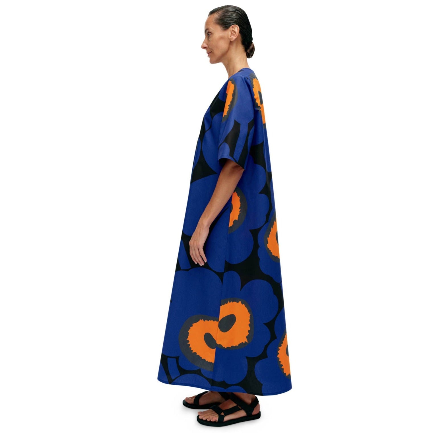 Marimekko Kellotus Unikko Dress, Blue & Black Floral Eleish Van Breems Home