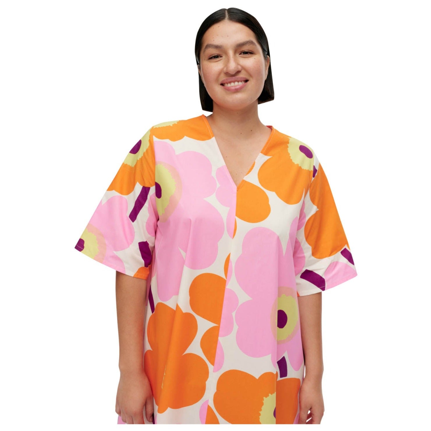 Marimekko Kellotus Unikko Dress, Pink & Orange Floral - Eleish Van