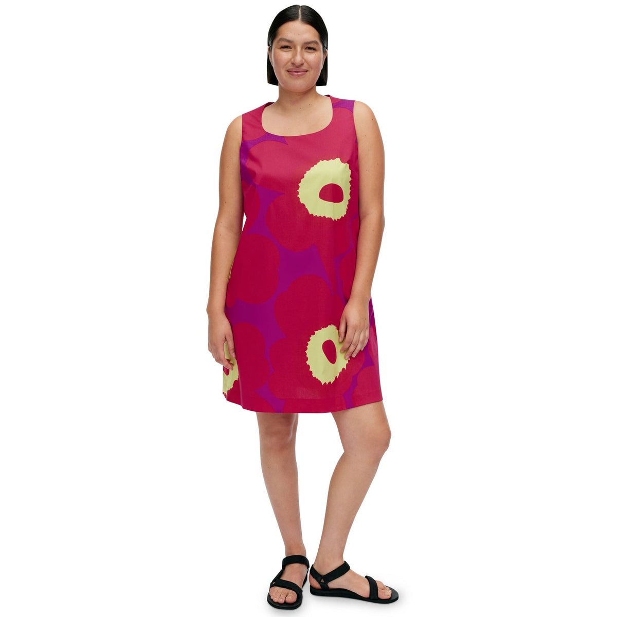 Marimekko Kestit Unikko Sleeveless Dress, Pink &amp; Purple Floral Eleish Van Breems Home
