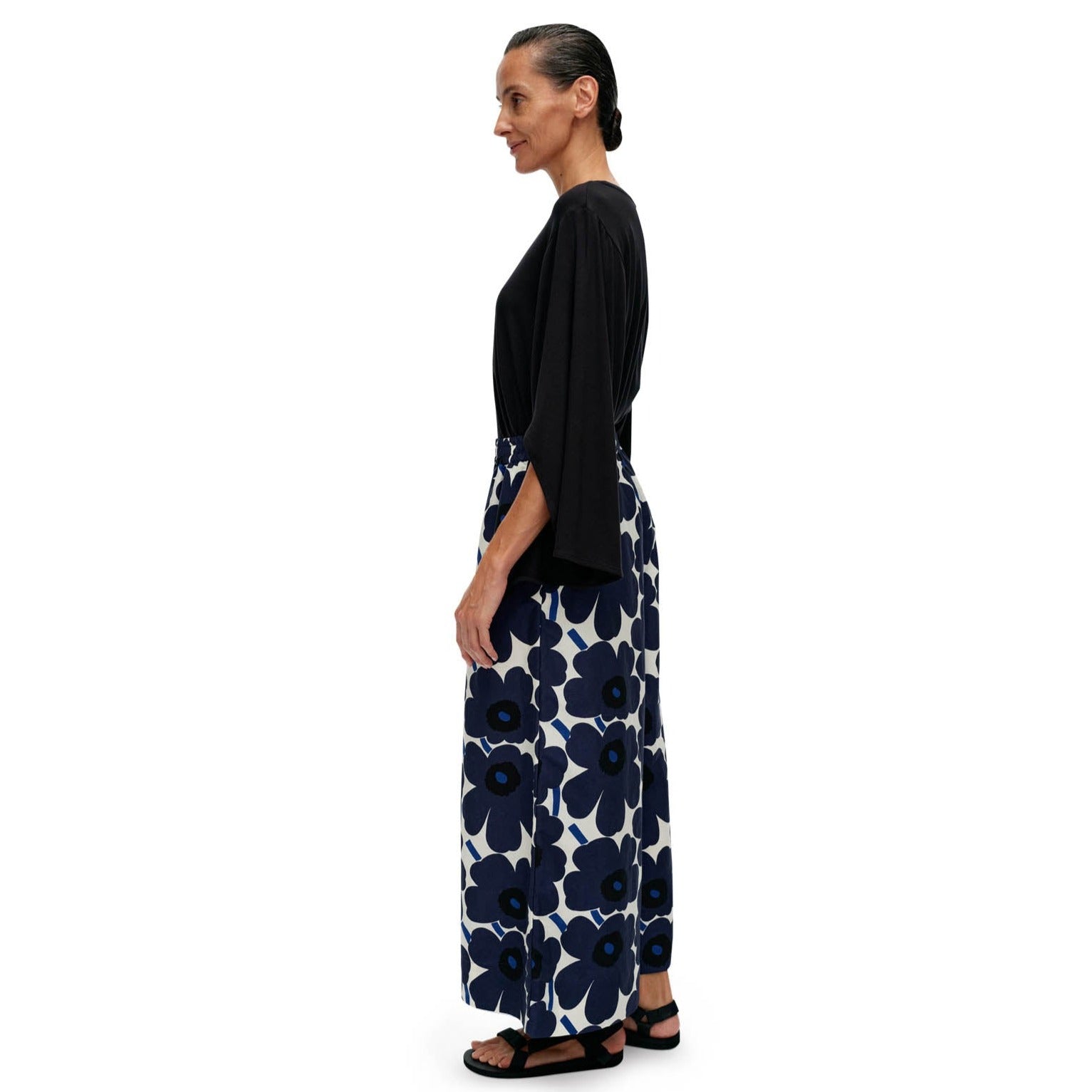 Marimekko Kuvio Unikko Trousers, White With Blue Flowers Eleish Van Breems Home