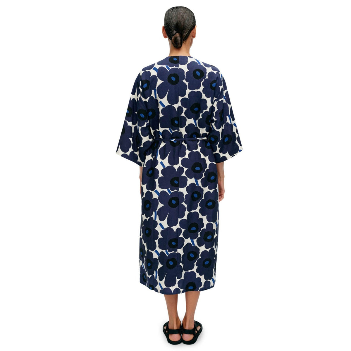 Markkinat Unikko Dress, White With Blue Flowers Eleish Van Breems Home