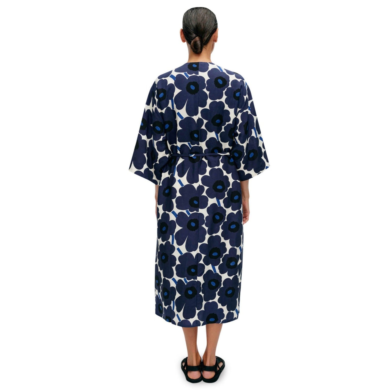 Markkinat Unikko Dress, White With Blue Flowers Eleish Van Breems Home