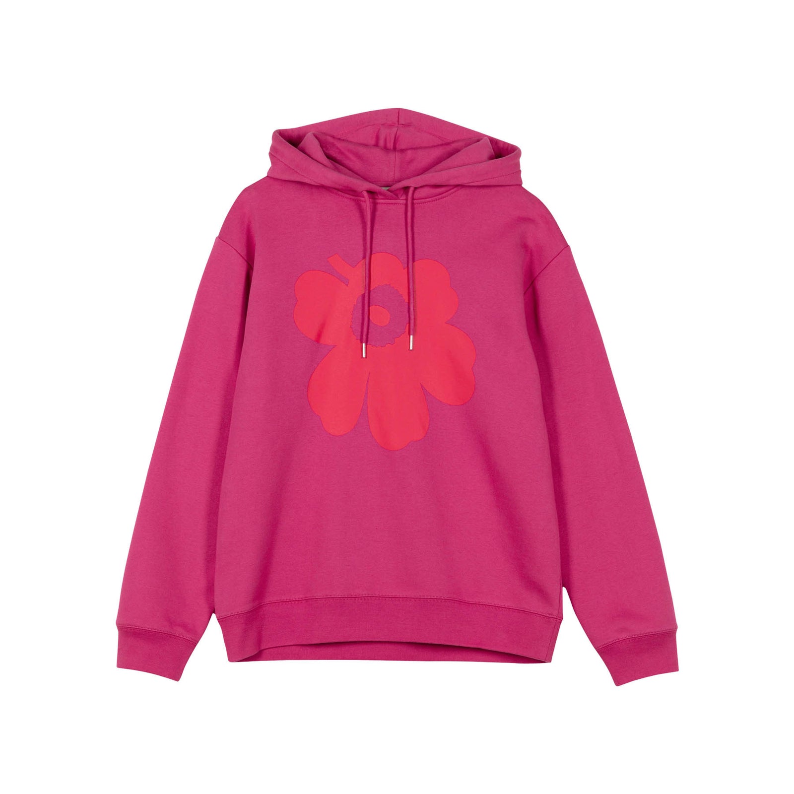 Marimekko Runoja Unikko Hooded Sweatshirt, Fushia With Red Flower Eleish Van Breems Home