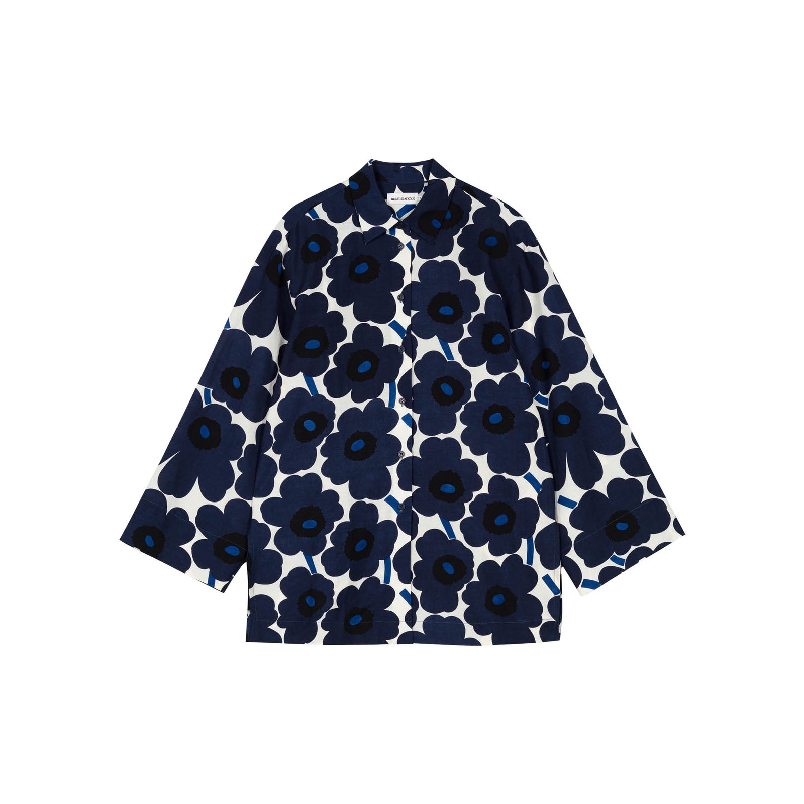 Marimekko Torma Unikko Blouse, White With Blue Flowers Eleish Van Breems Home