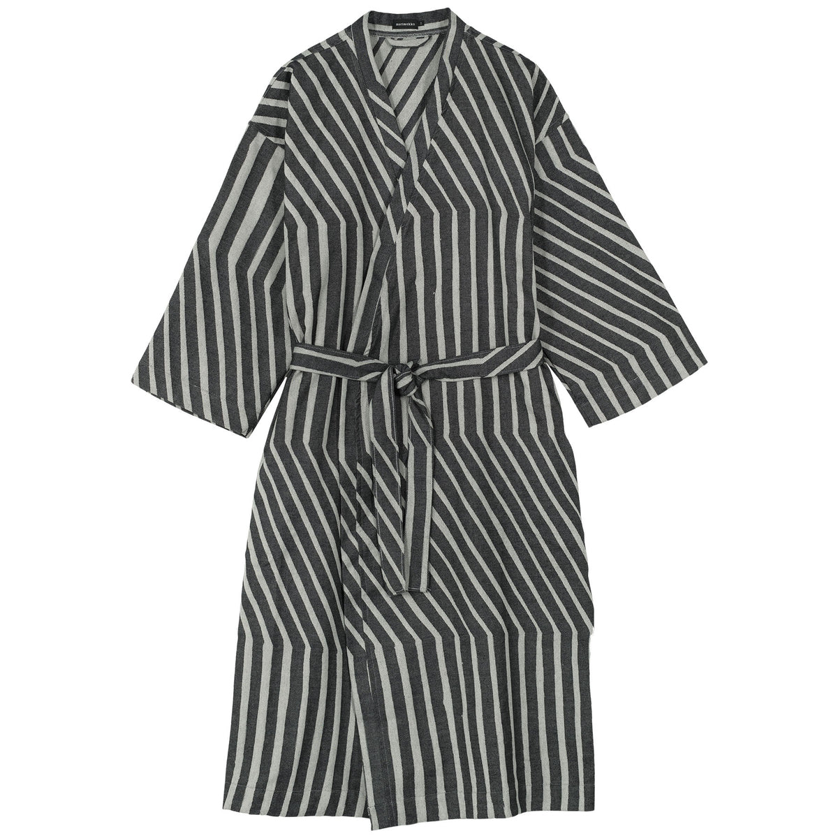 Marimekko Kalasaaski Bath Robe Black &amp; White Stripe Eleish Van Breems Home