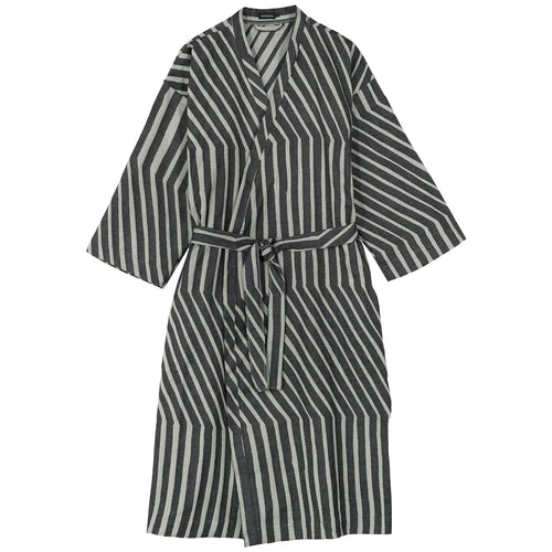Marimekko Kalasaaski Bath Robe Black & White Stripe