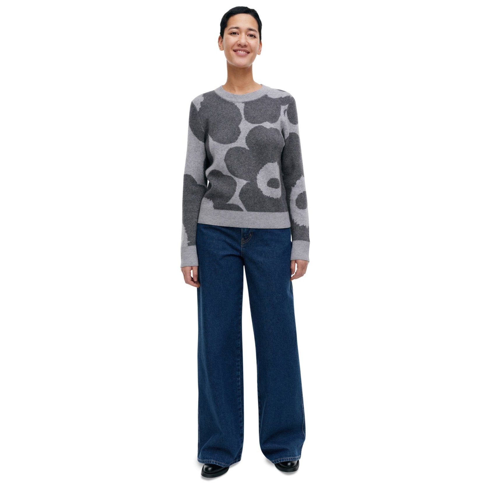 Marimekko Aukio Unikko Cashmere Pullover Gray - Eleish Van Breems Home