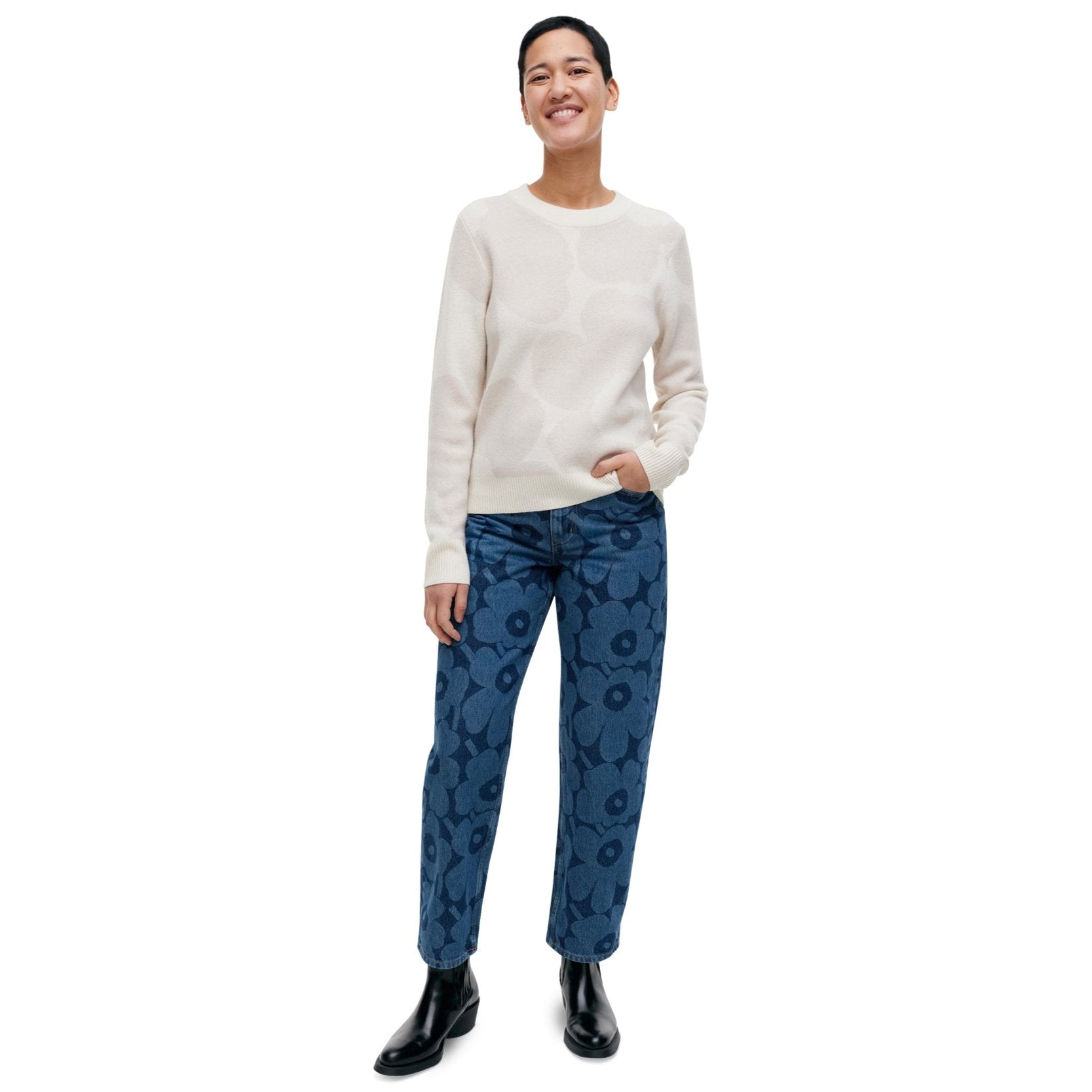 Marimekko Aukio Unikko Cashmere Pullover White Eleish Van Breems Home