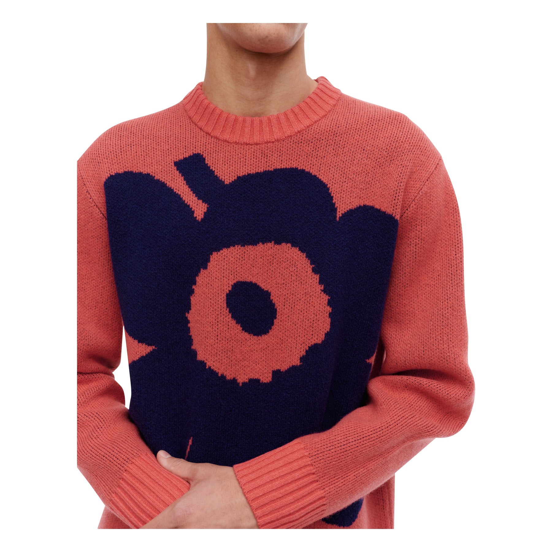 Marimkko Pehmyt Unikko Pullover Sweater Coral And Navy Eleish Van Breems Home